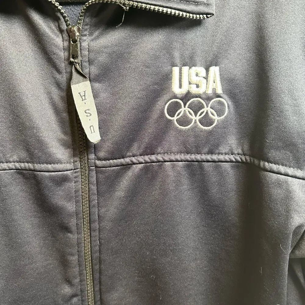 EUC Unisex Black Zip Jacket USA Olympics - Size Large